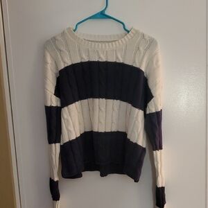 Aeropostale Navy and Cream Cable Knit Sweater